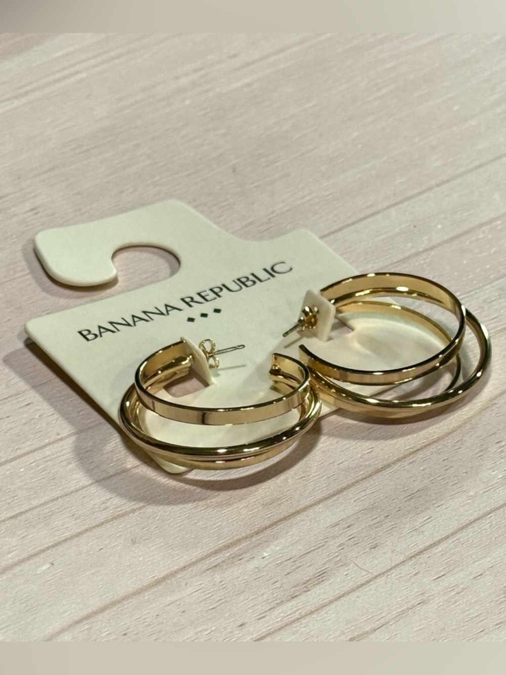 Banana Republic Shiny Gold-Tone Triple Hoop Earrings